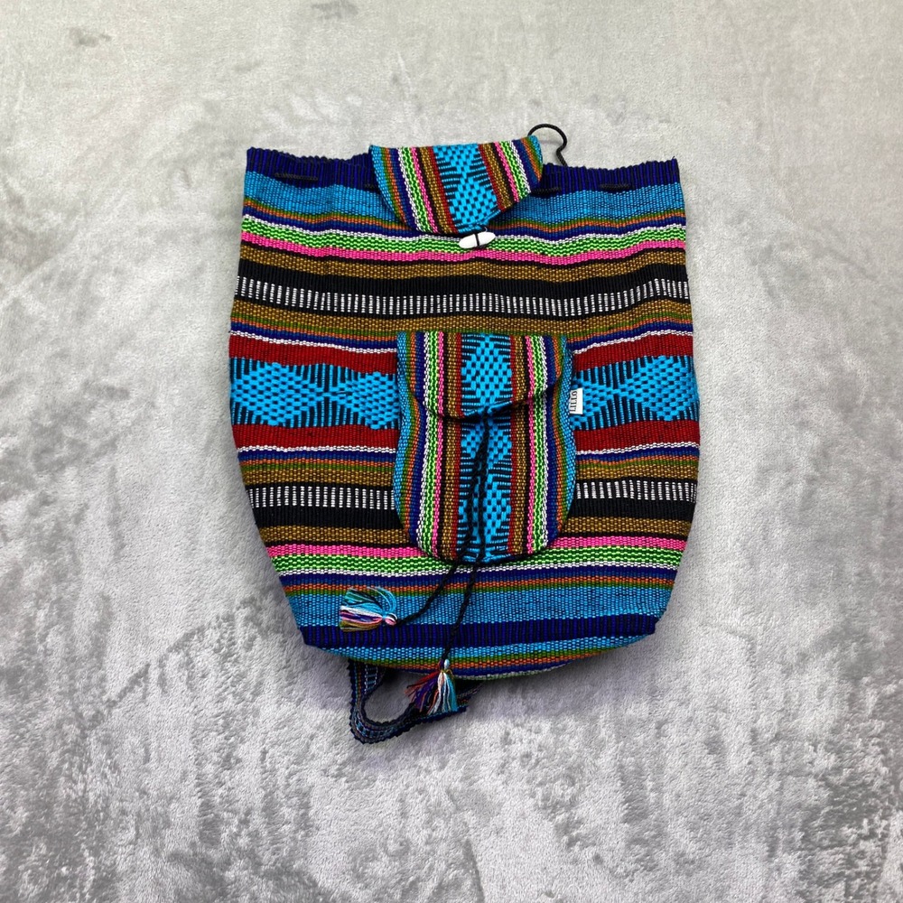 Lillo Mexican Woven Baja Backpack Multi Color Striped Rucksack‎ Boho Gipsy